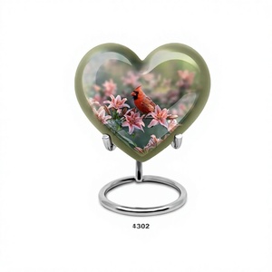 Vente chaude belle urne adulte de crémation de coeur d'oiseau cardinal pour les cendres humaines grande urne funéraire décorative avec sac de velours gratuit - Product Image 1