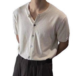 T-shirt estiva da uomo in poliestere sottile a maniche corte, di alta gamma, stile casual e rilassato, in maglia, stile Hong Kong e giapponese - 35 Years C - Product Image 5