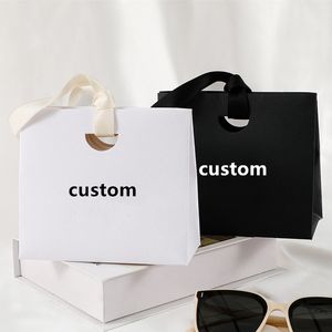 Neue Elegante und Umweltfreundliche Luxus-Papiertragetasche mit Individuellem Logo für Kosmetik, Ringe, Halsketten, Schmuck – Kleine Geschenktüte für Hochzeit und Einkauf - Product Image 2