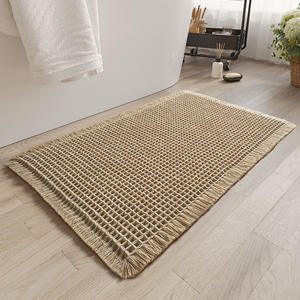 Tapis de porte de salle de bain à motif gaufré, antidérapant, rectangulaire, en microfibre, pour usage domestique, tapis absorbant - Product Image 1