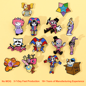 Épingles en émail et badges métalliques à l'effigie de personnages de dessins animés mignons, inspirés du Cirque Numérique, populaires et incroyables, pour la vente en gros et les cadeaux de fête à thème - Product Image 1