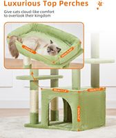 Tour à chat classique écologique de 39,4 pouces à 4 niveaux, arbre à chat luxueux pour chatons d'intérieur, hamac doux, grattoir en bois et papier, sisal