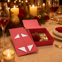 Boîte cadeau magnétique rouge, pliable, en carton rigide, emballage de luxe avec logo personnalisé