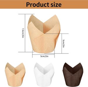 Mini/15cm/16cm/16.5cm/17cm/17.5cm Size White <b>Brown</b> Natural Color Tulip Baking Case Paper Liner Muffin Tulip Baking Cups - Product Image 2