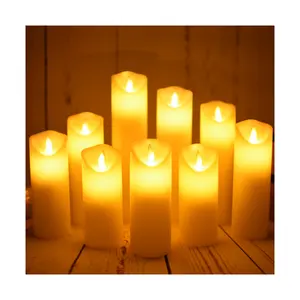 9 pz/set candele di paraffina a LED durevoli con luce gialla calda tremolante perfetta per le impostazioni di matrimonio e ristorante