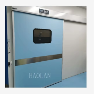 Porte coulissante automatique industrielle <span class=keywords><strong>en</strong></span> acier à isolation thermique à roulement rapide avec isolation phonique, résistance au feu de 4 heures, garantie de 2 ans - Product Image 2