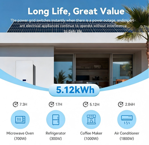 Wall-<b>Mounted</b> Hybrid Grid LiFePO4 Household Energy Storage <b>Battery</b> with IP54 Protection and 10kWh Capacity - Product Image 3