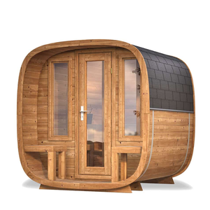 Sauna extérieur en forme de cube pour 4 à 6 personnes, poêle électrique 220V/6KW, sauna en cèdre rouge canadien, système triple étanche - Product Image 2