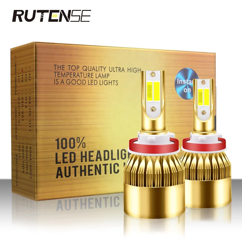 RUTENSE C6デュアル色のledヘッドH1 H3 H4 H7 H1 H8 H9 H11 H13 9005 9006 COB 36W 8000lmホワイトイエロー/ledヘッドライトH4