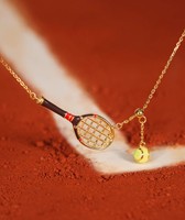Pendentif Collier Raquette de Tennis Marron Style Vintage Résistant au Ternissement et Longue Durée pour Couples ou Meilleurs Amis – Bijou Tendance