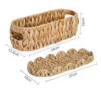 Panier de rangement ovale tressé à la main en jacinthe d'eau nordique Girida, écologique et polyvalent, avec couvercle et poignée, pour bureau et table basse