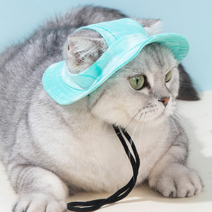 Moda Estilo Dye Impresso Pet <span class=keywords><strong>Sun</strong></span> Chapéus Ajustável <span class=keywords><strong>Dog</strong></span> Cat Verão Visor Caps para Proteção ao Ar Livre - Product Image 4