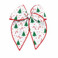 Lot de 4 nœuds de Noël pour cheveux, pour femmes et filles, motifs Père Noël, sapin et canne à sucre, en tissu, avec bandeau, pour fêtes de fin d'année