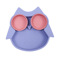 Assiette pour tout-petit en silicone de qualité alimentaire non toxique, passe au lave-vaisselle et au micro-ondes, antidérapante avec ventouse pour l'apprentissage de l'alimentation des bébés