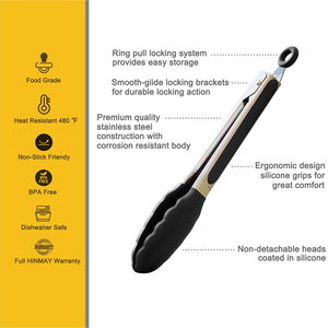 Ustensiles de cuisine, pinces à barbecue résistantes à la chaleur, pinces à aliments en silicone avec embouts en silicone - Product Image 3