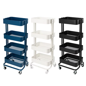 Estante para aperitivos de dormitorio multicapa para suelo, estante de acabado móvil para baño, estante de cocina móvil Simple con ruedas - Product Image 1