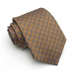 Men's Formal Khaki Champagne Brown Striped <b>Tie</b> 8CM Wide <b>Polyester</b> Business Collar Shirt Professional Dress Neck <b>Tie</b> - Product Image 4