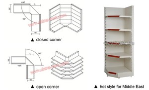 Venta caliente de metal de almacenamiento de mercancías de esquina estantes de pared estante de <span class=keywords><strong>supermercado</strong></span> estante de exhibición góndola - Product Image 6
