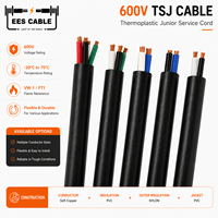 Câble 600V TSJ O Submarino à quatre fils 4C12AWG, cordon de service junior thermoplastique, câble d'alimentation flexible isolé en PVC et nylon