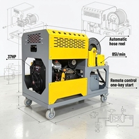 Déboucheur de canalisations à essence 37HP 2900psi 85L/min à débit élevé, avec dérouleur de tuyau automatique et démarrage à distance à un bouton