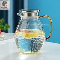 Pot à eau en verre écologique YIJING de 1,5 L avec motif glacial et poignée, couvercle en acier inoxydable pour thé, jus et boissons
