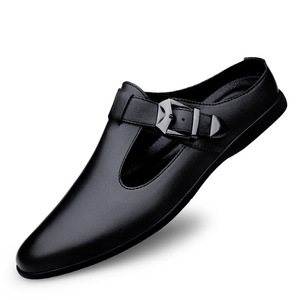 Scarpe Estive da Uomo in Pelle Traforata con Suola Morbida, Design Piatto a Mezzo Calzino con Chiusura Slip-On per la Stagione Autunnale - Product Image 5
