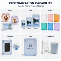 Cadre photo magnétique en acrylique personnalisé, support photo magnétique transparent pour réfrigérateur, aimant de réfrigérateur, cadre cadeau avec kit d'impression de logo OEM
