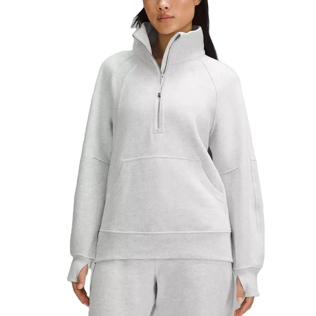 New Design Oversized Funnel-Neck Half Zip Fleece Sweatshirts Quarter 1/4 Zip Pullover Workout Sweater Hoodies