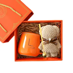 2024 New Trend Luxury Coffee&Tea Ceramic Mugs Fired at High Temperatures, with a Cute Bear in the Customized Gift Box