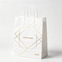 Sac fourre-tout élégant en kraft blanc épais avec estampage à chaud personnalisé pour magasin de vêtements, sacs cadeaux pour marques de créations artisanales