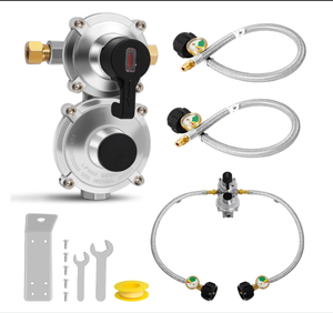 Regulador de Gas Propano <span class=keywords><strong>LP</strong></span> Neumático de 2 Etapas con Cambio Automático y Manguera de Acero Inoxidable para Autocaravanas, Remolques y Campamentos - Product Image 1