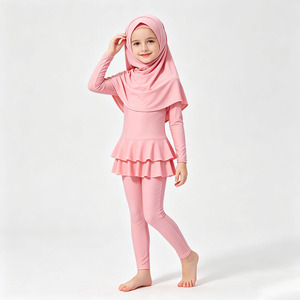 Kids Muslim Burkini Swimsuit 3PCS Full Coverage <b>Modest</b> Swimwear <b>Set</b> With Hijab Quick Dry Girls Beachwear - Product Image 1