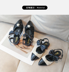 Sandalias de Princesa con Lazo en Punta Versátiles para Niñas, Estilo Veraniego, Sandalias Planas de Moda para Niños - Product Image 3