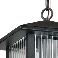 Lustres suspendus de jardin à économie d'énergie EQ-006, finition noire, abat-jour en verre grainé, douille E26/E27, IP44 – Vente chaude usine