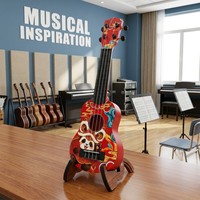 Exquisite Lacquer Art Panda Pattern Acoustic Guitar Oriental Charm Series 4 String Round Hole Chinese Style Ukulele for Gifts