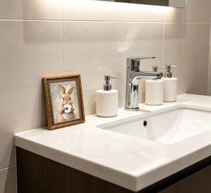 Divertido Cuadro de Lona Vintage con Diseño de Conejo de Pascua con Papel Higiénico, Enmarcado en Dorado, Estilo Rústico, OEM ODM - Product Image 6