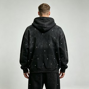 men's hoodies Heavyweight French Terry Cropped Hoodie Custom Printed <b>Zip</b> up Hoodie 100% Cotton Distressed Hoodie for Men - Product Image 3