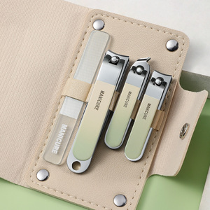 Juego de <span class=keywords><strong>manicura</strong></span> pequeño de 4 Uds. Kit de cortaúñas azul degradado Kit de lima de uñas de vidrio Nano para regalo Hotel de viaje - Product Image 5