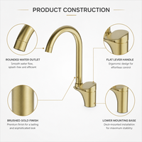 Robinet de lavabo à haut arc monocommande chaud/froid avec bec aérateur pour usage commercial et vente en gros