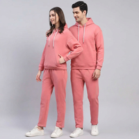 Survêtement unisexe rose à capuche, manches longues, couleur unie, vêtements de sport décontractés, poches latérales, 100% coton, écologique, respirant, hiver