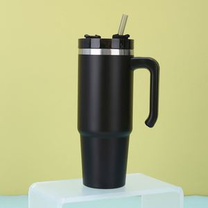 Outdoor Barbecue <b>Tumbler</b> 20oz Stainless Steel Vacuum Insulated Car <b>Cup</b> <b>With</b> Handle <b>Straw</b> Splash Guard Lid - Product Image 5