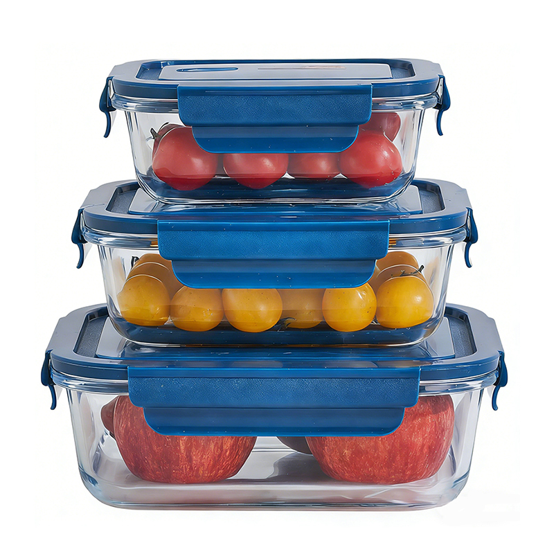 Deep Blue Hot Sales Glass Food Storage Containers with PP Lids Customized Logo Bento Lunch Box Fresh-keeping Bowl