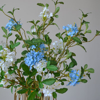 Dekorasi Rumah Plastik Bunga Buatan Grosir Kepingan Salju Biru Pernikahan & Thanksgiving Sutra Hydrangea Kepingan Salju Kecil