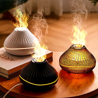 Diffuseur d'arômes domestique 7 couleurs avec effet flamme simulée, humidificateur d'air à ultrasons pour huiles essentielles, brumisateur