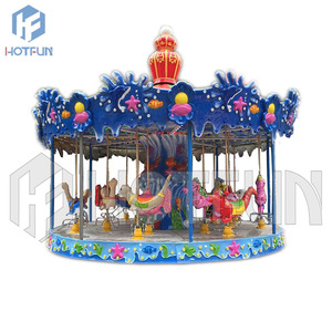 Kids Fairground Fibra de vidrio Led Light and Crown Merry Go Around Rotary Ocean Carrusel Rides para la venta Centro comercial al aire libre - Product Image 4