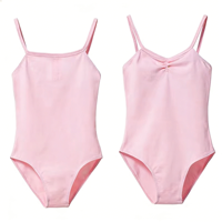 Justaucorps de ballet pour filles avec détail froncé sur le devant, costume d'entraînement de danse pour enfants, bretelles fines réglables, vêtements de danse