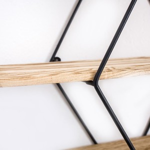 Nordic Style Wall <b>Shelf</b> Diamond Black Iron Wood 3 Tier Storage <b>Rack</b> For Living Room Bedroom Home Organization - Product Image 3