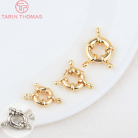 Vente en gros de fermoirs à ressort en laiton couleur or 24 carats, forme anneau, 2 trous, connecteurs de bracelet, fermoirs de haute qualité, accessoires de bijoux DIY