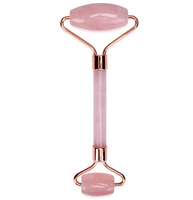 Rouleau de jade en quartz rose naturel pour la beauté du corps Derma Rolling System pour la peau, les yeux, le menton et la maison avec prise américaine