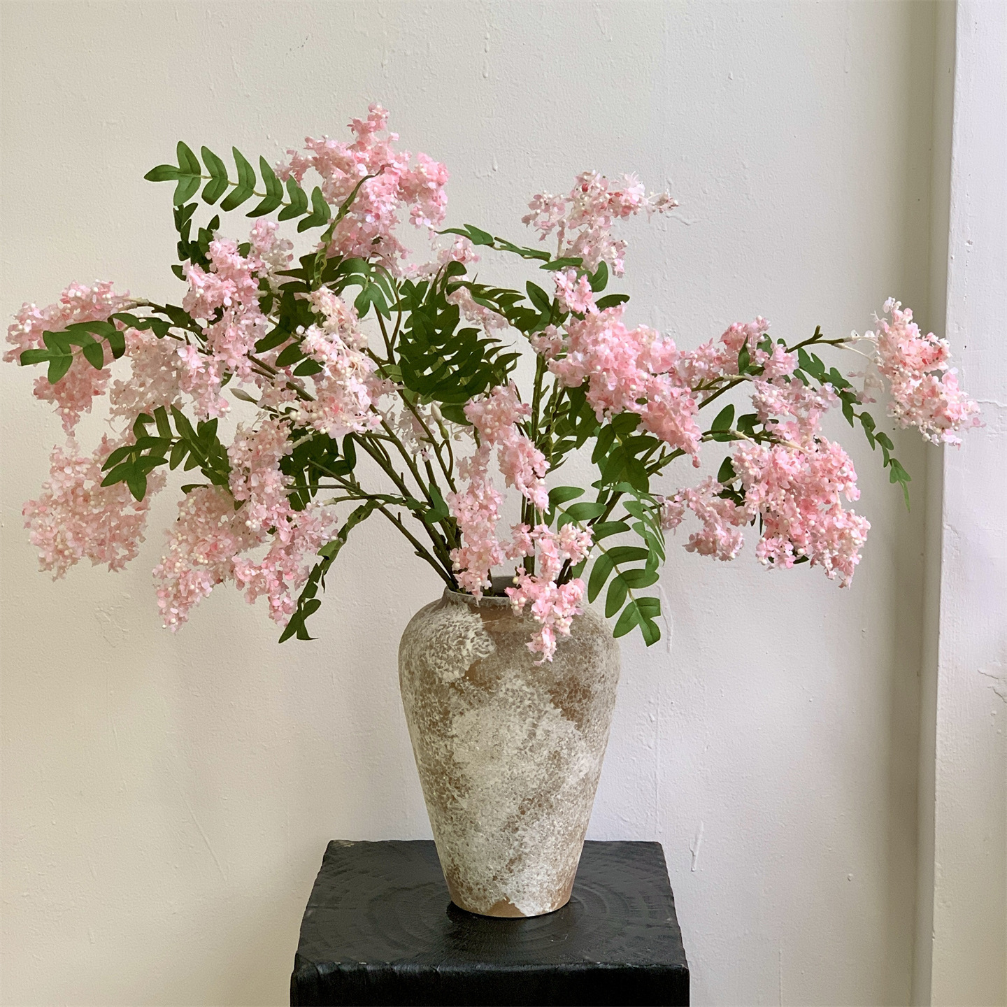 Bouteille wabi-sabi vintage rose de taille moyenne, ensemble de 6 pièces.